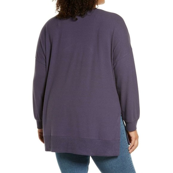 MELLODAY V-Neck Cozy Sweater Knit Top in Navy - Size Small NWT - Picture 2 of 4